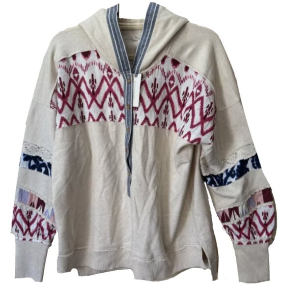 Brand New by Anthropologie Pilcro Crafted Button-Front Hooded Pullover Top - Picture 10 of 11